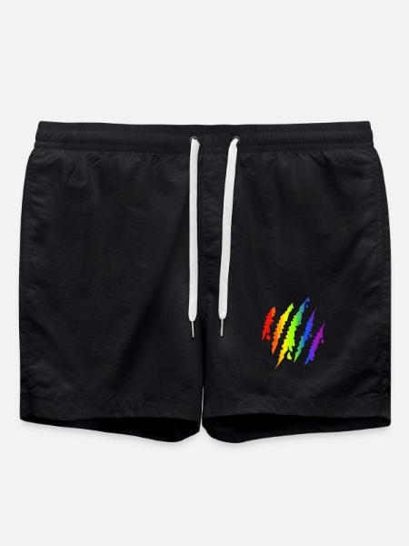 Pride LGBTQ Rainbow Scratch Mark - Short de bain - noir