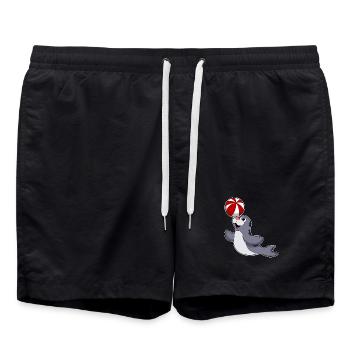 Seehund Schwimmen Wasserball Sommer - Badeshorts - Schwarz - Vorne - AI Model Male 185 light (185cm)