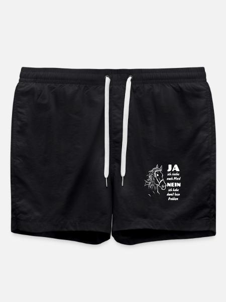 Ja ich rieche nach Pferd Reiterin Reit Spruch - Badeshorts - Schwarz