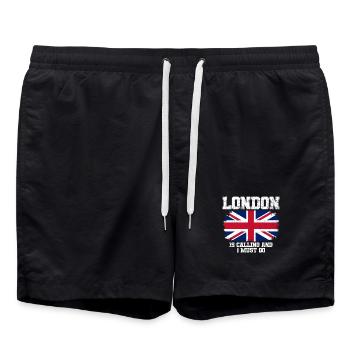 London Union Jack-Flagge Reisen - Badeshorts - Schwarz - Vorne - AI Model Male 185 light (185cm)