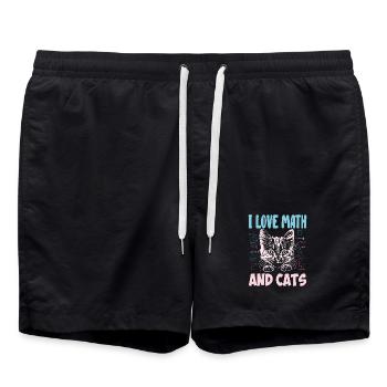 Math Kitty Cat I Love Math And Cats Math Teacher - Swim Trunks - black - Front - AI Model Male 185 light (185cm)