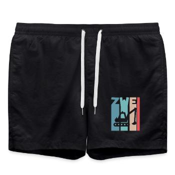 2. Geburtstag Kinder Bagger - Badeshorts - Schwarz - Vorne - AI Model Male 185 light (185cm)