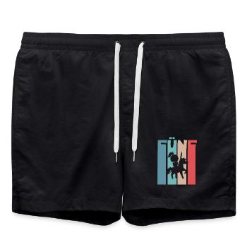 5 Jahre Ritter Mittelalter Kindergeburtstag - Badeshorts - Schwarz - Vorne - AI Model Male 185 light (185cm)