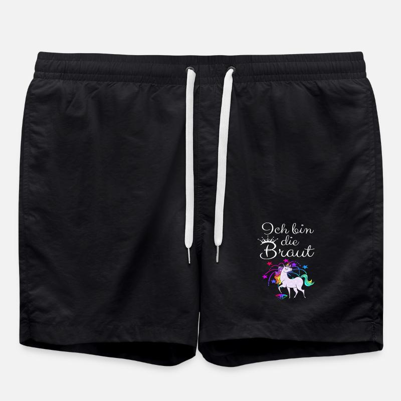 Einhorn "Ich bin die Braut" - Badeshorts - Schwarz