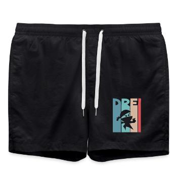 Ninja 3 Jahre Geburtstag Kinder - Badeshorts - Schwarz - Vorne - AI Model Male 185 light (185cm)