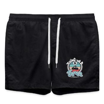 Polizeiauto 3 Jahre Kinder Polizei - Badeshorts - Schwarz - Vorne - AI Model Male 185 light (185cm)