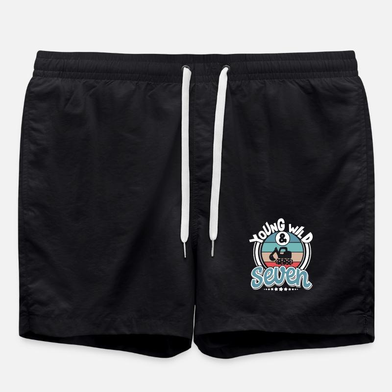 Bagger 7 Jahre Kindergeburtstag - Badeshorts - Schwarz