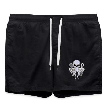 Krake Totenkopf - Badeshorts - Schwarz - Vorne - AI Model Male 185 light (185cm)