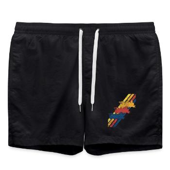 Zug Lokomotive Eisenbahn Modelleisenbahn - Badeshorts - Schwarz - Vorne - AI Model Male 185 light (185cm)