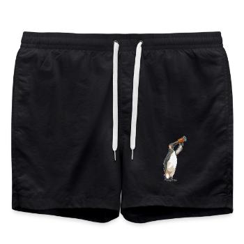 Pinguin Fernglas - Badeshorts - Schwarz - Vorne - AI Model Male 185 light (185cm)