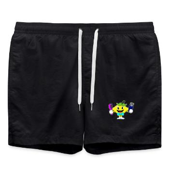 Zitrone Friseur Kamm  - Badeshorts - Schwarz - Vorne - AI Model Male 185 light (185cm)