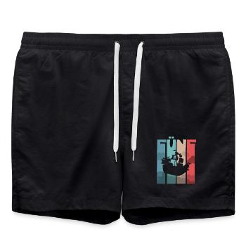 Piratenschiff 5 Jahre Piraten - Badeshorts - Schwarz - Vorne - AI Model Male 185 light (185cm)