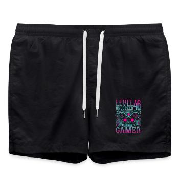 46e anniversaire Niveau 46 Jeu de joueur - Short de bain - noir - Devant - AI Model Male 185 light (185cm)