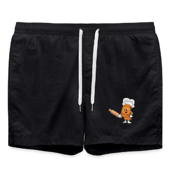 Brot Bäcker Nudelholz Backen - Badeshorts - Schwarz - Vorne - AI Model Male 185 light (185cm)