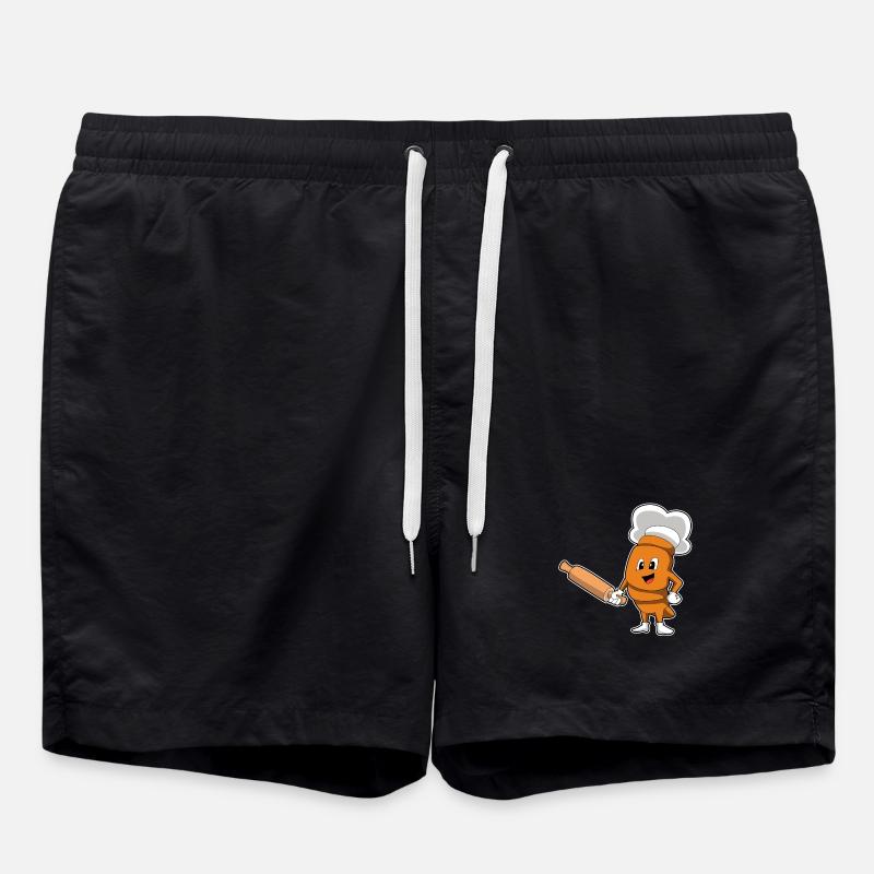 Brot Bäcker Nudelholz Backen - Badeshorts - Schwarz
