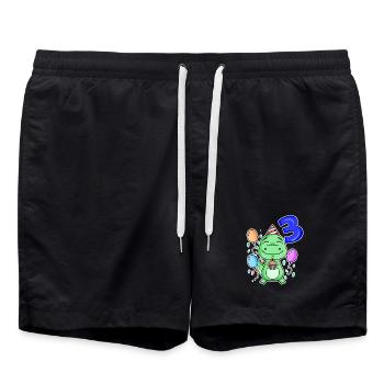 3 years old - Dinosaurs - 3rd birthday gift - Swim Trunks - black - Front - AI Model Male 185 light (185cm)