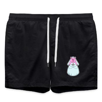 Schwein Braut Schleier Hochzeit - Badeshorts - Schwarz - Vorne - AI Model Male 185 light (185cm)