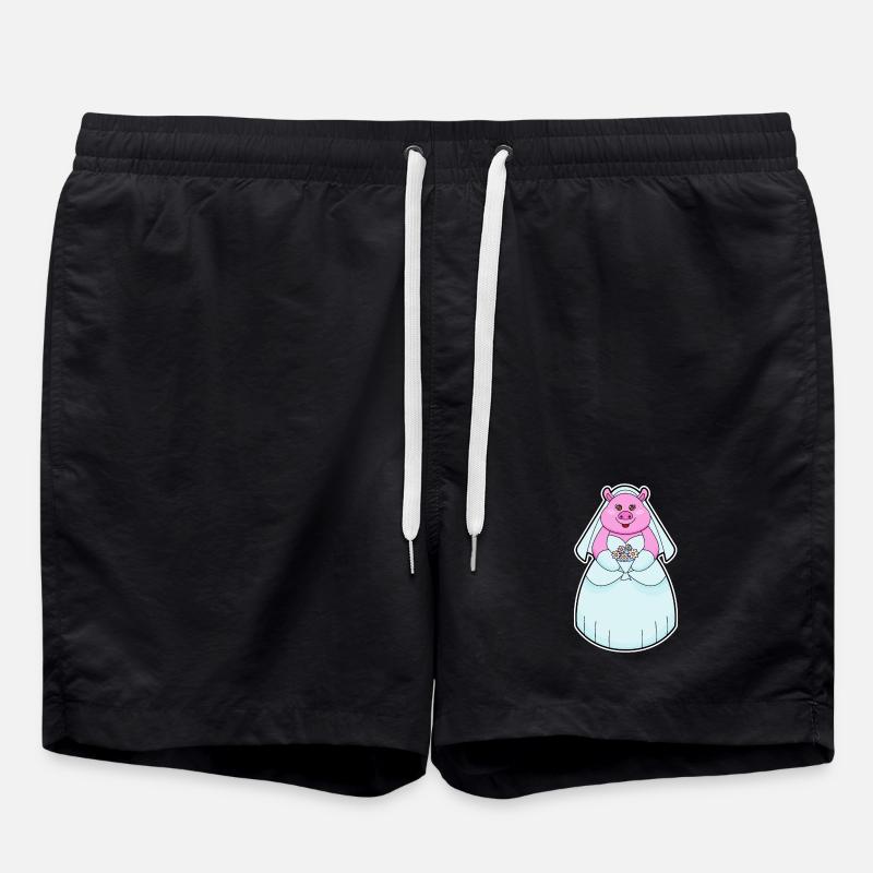 Cochon comme mariée avec voile - Short de bain - noir