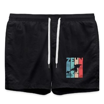 Drache 10 Jahre Kindergeburtstag - Badeshorts - Schwarz - Vorne - AI Model Male 185 light (185cm)