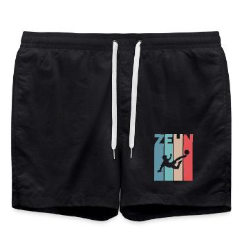 Fußball 10 Jahre Kinder Kindergeburtstag - Badeshorts - Schwarz - Vorne - AI Model Male 185 light (185cm)