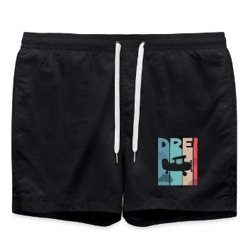 Flugzeug Kinder 3 Jahre - Badeshorts - Schwarz - Vorne - AI Model Male 185 light (185cm)