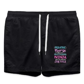 Kinderkrankenschwester - Badeshorts - Schwarz - Vorne - AI Model Male 185 light (185cm)