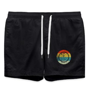 retro vintage bowling - Swim Trunks - black - Front - AI Model Male 185 light (185cm)
