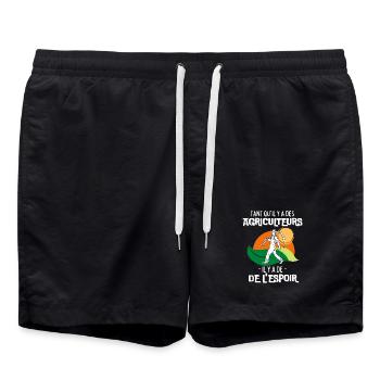 Tant qu'il y a des Agriculteurs il y a de l'Espoir - Short de bain - noir - Devant - AI Model Male 185 light (185cm)