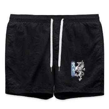 Rostock - stehender Greif - blau weiss - Badeshorts - Schwarz - Vorne - AI Model Male 185 light (185cm)