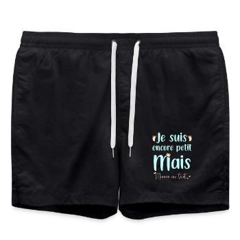 Je suis peut être petit mais maman me tient - Short de bain - noir - Devant - AI Model Male 185 light (185cm)