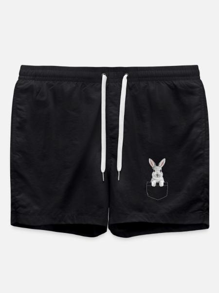 Rabbit Easter Flowers Rabbit Dad - Swim Trunks - black