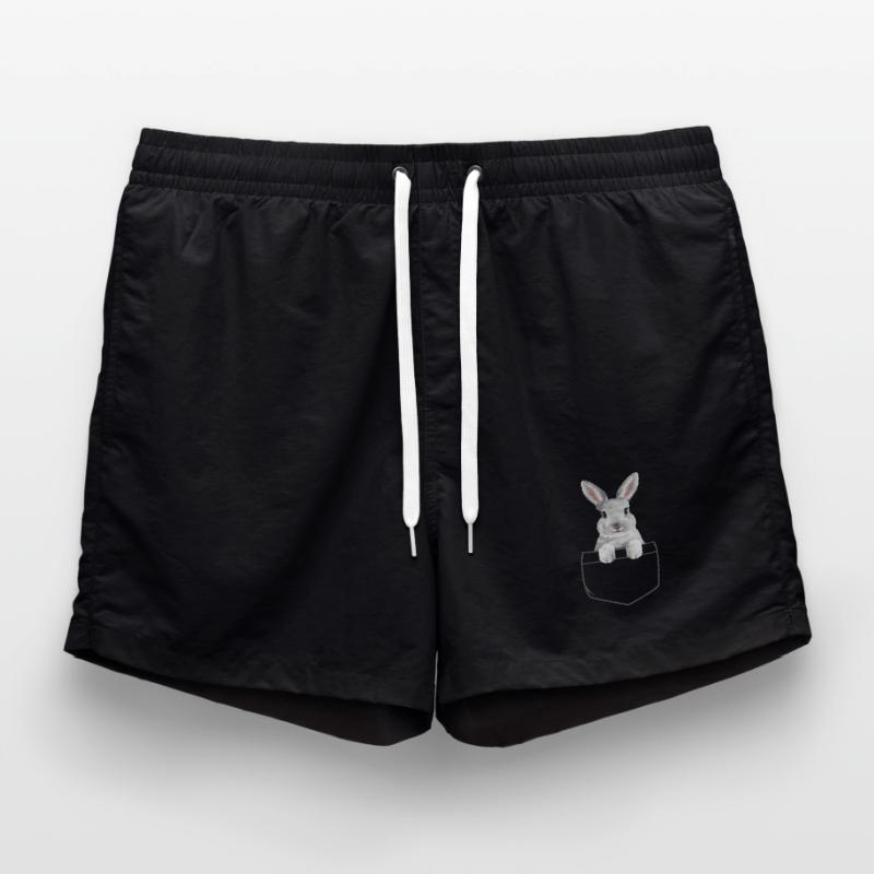 Rabbit Easter Flowers Rabbit Dad Swim Trunks