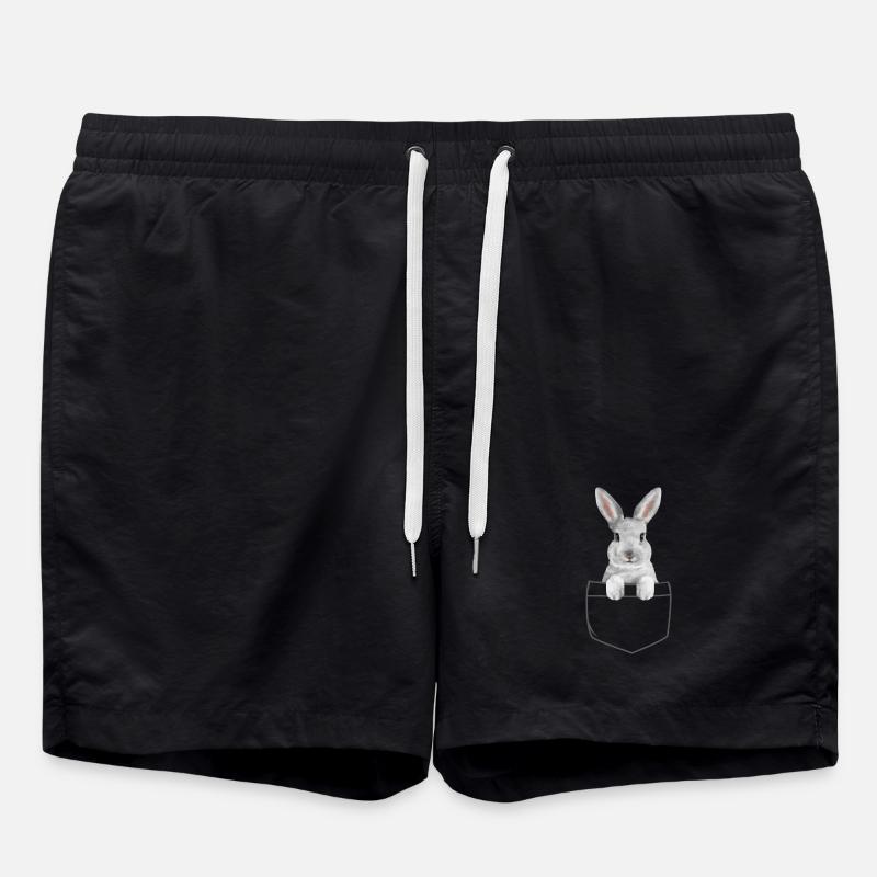 Rabbit Easter Flowers Rabbit Dad - Swim Trunks - black