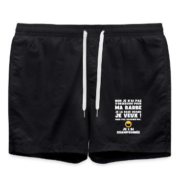 Non je n'ai pas d'Obsession pour ma Barbe - Humour - Short de bain - noir - Devant - AI Model Male 185 light (185cm)