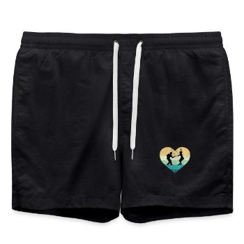 I love Rock'n Roll Tanzpaar Retro Herz - Badeshorts - Schwarz - Vorne - AI Model Male 185 light (185cm)