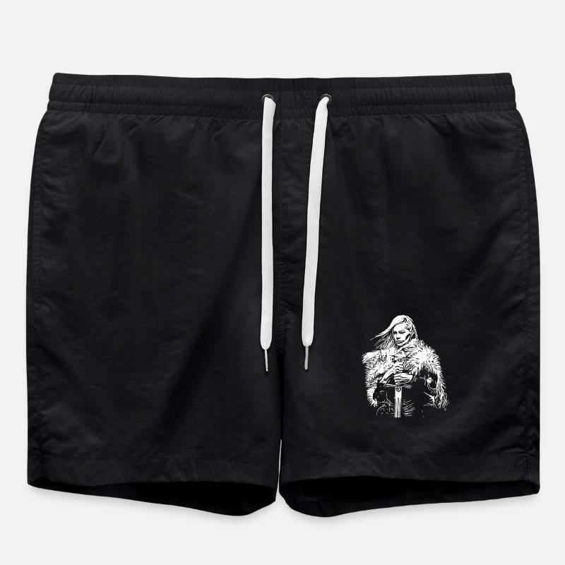 Viking Warrior Woman - Swim Trunks - black