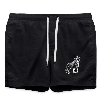Löwenkopf Linienkunst Design - Badeshorts - Schwarz - Vorne - AI Model Male 185 light (185cm)