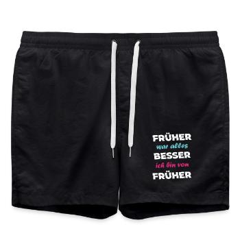 Spruch Früher war alles besser ich bin von früher - Badeshorts - Schwarz - Vorne - AI Model Male 185 light (185cm)