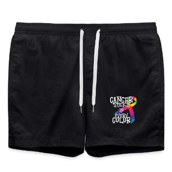 Cancer Awareness Cancer Sucks In Every Color - Swim Trunks - black - Front - AI Model Male 185 light (185cm)