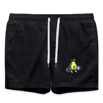 Avocado Bodybuilder Barbell Bodybuilding - Swim Trunks - black - Front - AI Model Male 185 light (185cm)