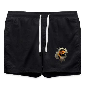 W50 Straßenräumfahrzeug Winterdienst DDR - Badeshorts - Schwarz - Vorne - AI Model Male 185 light (185cm)
