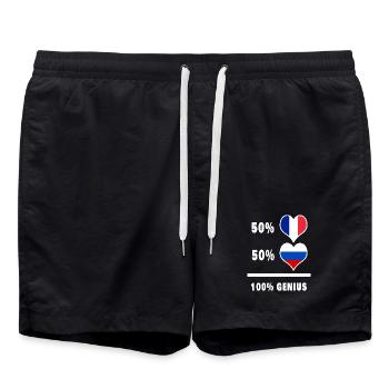 La France et la Russie génie / présent - Short de bain - noir - Devant - AI Model Male 185 light (185cm)