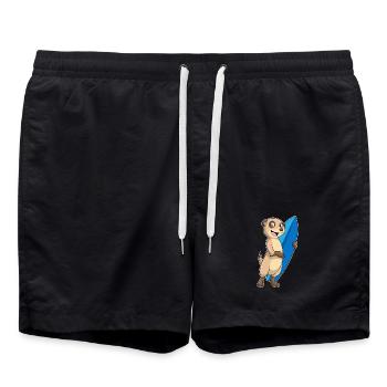 Erdmännchen Surfen Surfbrett Sommer - Badeshorts - Schwarz - Vorne - AI Model Male 185 light (185cm)