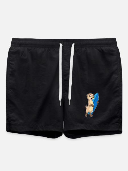 Erdmännchen Surfen Surfbrett Sommer - Badeshorts - Schwarz