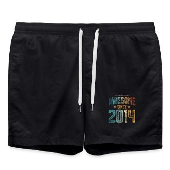 2014 Geboren Geburtstag Geburtsjahr - Badeshorts - Schwarz - Vorne - AI Model Male 185 light (185cm)