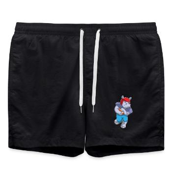 Hippopotamus American Football Sports - Swim Trunks - black - Front - AI Model Male 185 light (185cm)