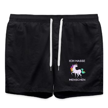 ICH HASSE MENSCHEN EINHORN - Badeshorts - Schwarz - Vorne - AI Model Male 185 light (185cm)