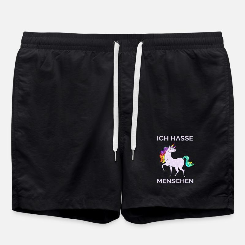 ICH HASSE MENSCHEN EINHORN - Badeshorts - Schwarz