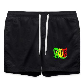 Motif de blocs de couleur Rasta - Short de bain - noir - Devant - AI Model Male 185 light (185cm)