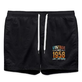 1958 Year of birth Birthday Year of construction Vintage - Swim Trunks - black - Front - AI Model Male 185 light (185cm)